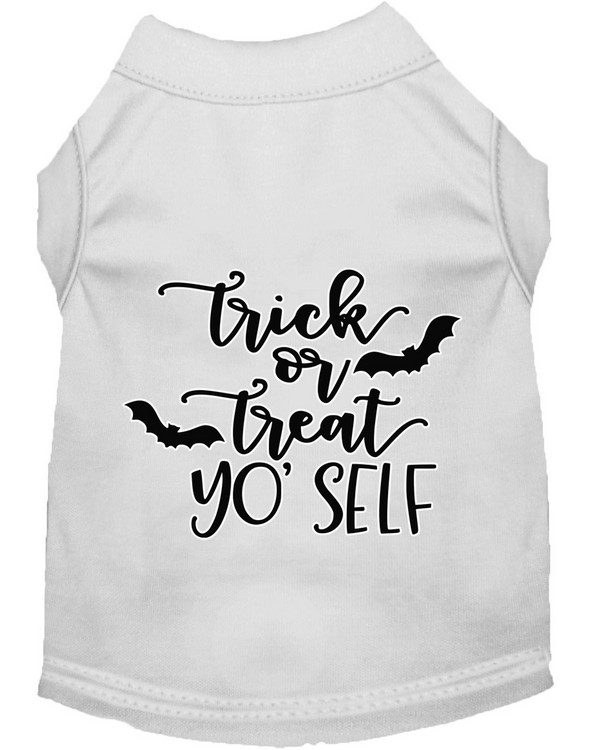 Trick or Treat Yo' Self Screen Print Dog Shirt White XS